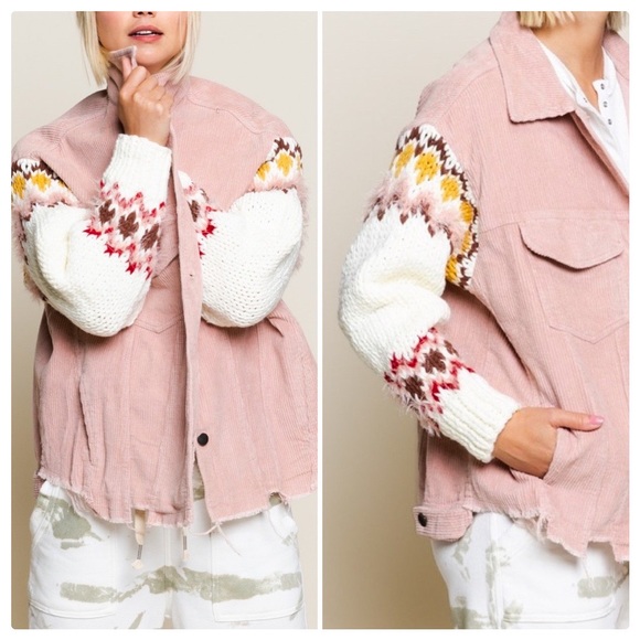 POL Winter Corduroy & Knitted Sleeve Jacket - Picture 10 of 16